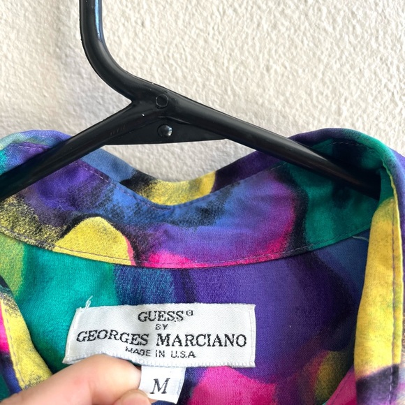 Vintage Guess by Marciano Bright Funky Patterned Button Up Shirt Mens Size M - Picture 4 of 8